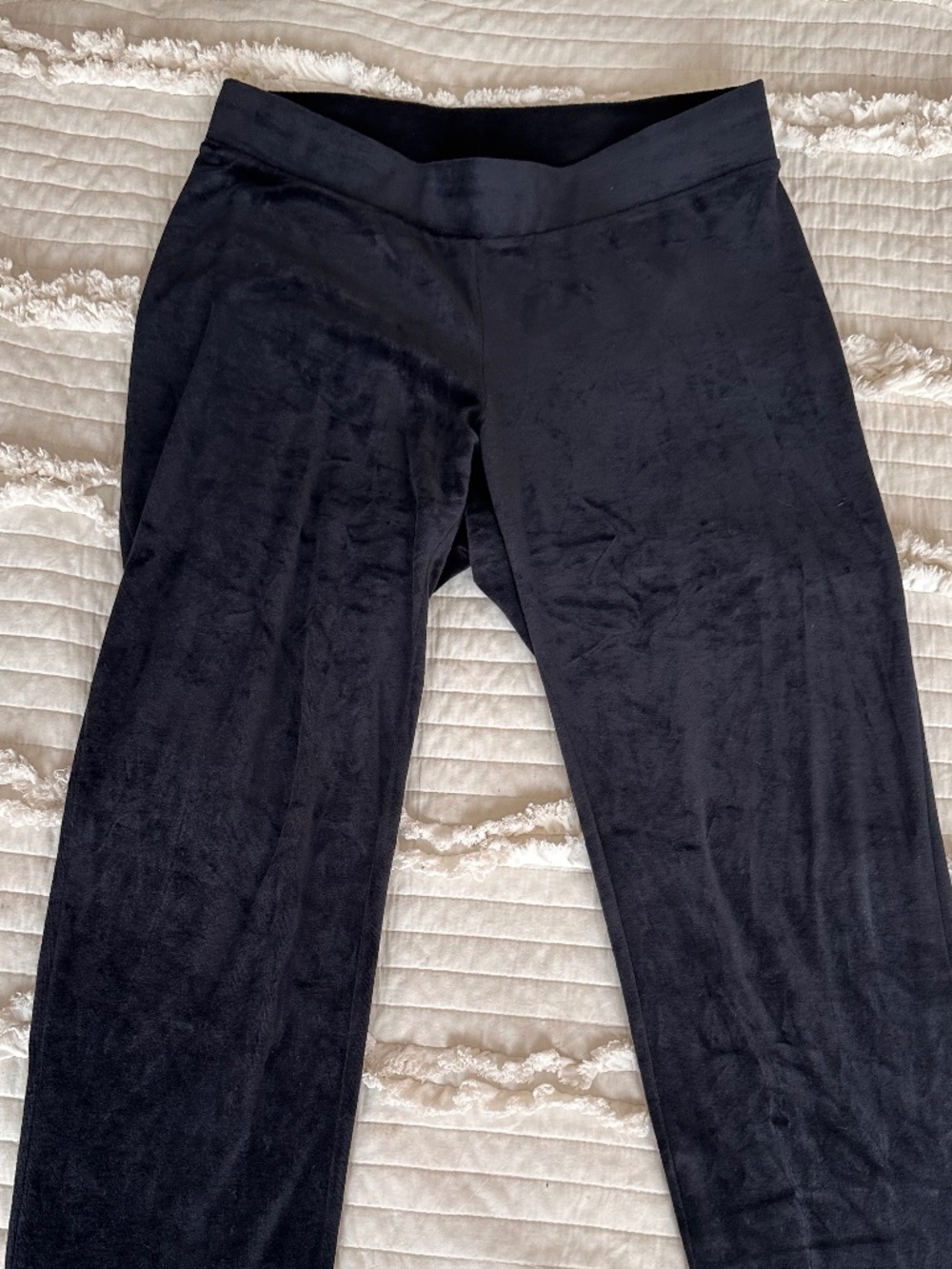 J. Jill Pure Jill Size 1X Straight Leg Velour Leisure Pants Black Ultrasoft
